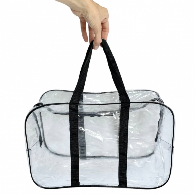 Set geantă maternitate transparentă cu detalii negre – 3 bucăți (2)